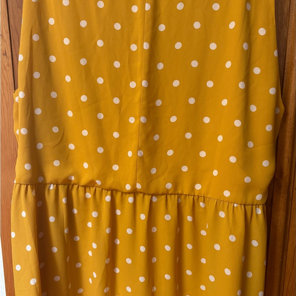 Lane Bryant Mustard Yellow Top with White Polka Dots Women's Size 26 Babydoll - Picture 9 of 9